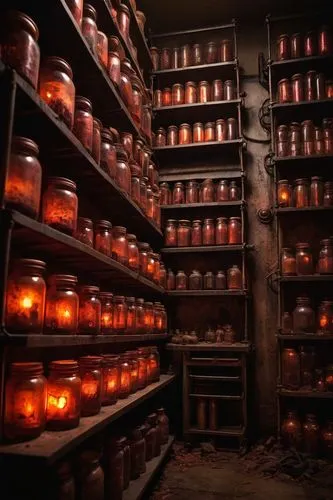 apothecary,tealights,candlemaker,storage-jar,catacombs,potions,spice market,preserved food,tealight,jars,christopher columbus's ashes,mortuary temple,brandy shop,candles,the morgue,buddhist hell,morocco lanterns,votive candles,tea candles,traditional chinese medicine,Conceptual Art,Daily,Daily 02