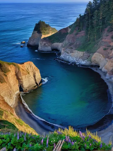 Tell a story about a romantic getaway at Inn at Cape Kiwanda.,pacific coastline,cliffs ocean,oregon,cliff coast,pacific coast highway,united states national park,ruby beach,northern california,mendoci