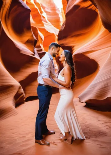 Antelope Canyon Horseshoe Bend Engagement Portrait Session,antelope canyon,valley of fire state park,valley of fire,wedding photo,slot canyon,pre-wedding photo shoot,wedding photography,dancing couple