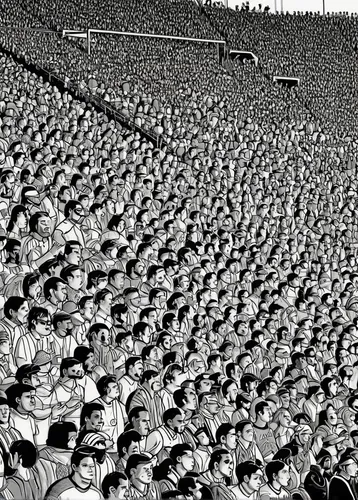 concert crowd,crowd of people,soccer world cup 1954,rows of seats,crowd,crowds,the crowd,the sea of red,audience,crowded,football fans,shrovetide,empty seats,immenhausen,blackandwhitephotography,1940,human chain,japanese fans,1952,stand out,Illustration,Black and White,Black and White 19