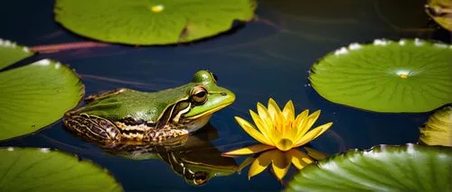 pond frog,frog gathering,frog through,water frog,pond flower,water lily bud,lily pad,pond turtle,green frog,frog background,frog king,chorus frog,lily pond,common frog,amphibians,bullfrog,bull frog,pond lily,amphibian,giant water lily bud,Illustration,American Style,American Style 12