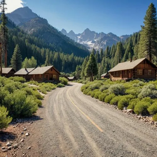 mountain road,log cabin,country road,dirt road,mountain highway,log home,Photography,General,Realistic