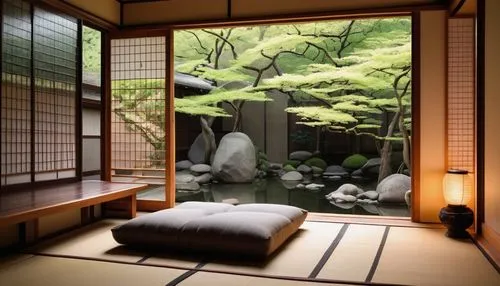 japanese-style room,ryokan,ryokans,japanese zen garden,tatami,bamboo curtain,zen garden,japon,sleeping room,teahouse,japan's three great night views,bedroom window,japanese art,chanoyu,shoin,tea ceremony,onsen,japanese style,japanese patterns,great room,Illustration,Black and White,Black and White 20