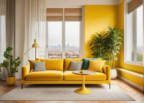 yellow wall,mahdavi,ochre,apartment lounge,yellow wallpaper,modern decor,yellow orange,paris balcony,contemporary decor,brighthouse,sitting room,livingroom,appartement,citrina,yellow garden,living room,bellocchio,yellow,yellow color,interior design,Art,Classical Oil Painting,Classical Oil Painting 25