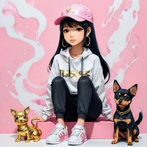 girl with dog,shiba,anime japanese clothing,chihuahua,pinscher,toy manchester terrier,japanese terrier,kids illustration,nori,miniature pinscher,dog illustration,kid dog,shiba inu,manchester terrier,akita inu,kimi,anime cartoon,matsuno,lux,anime girl,Conceptual Art,Fantasy,Fantasy 03