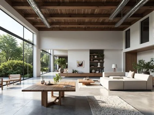 contemporary decor,concrete ceiling,interior modern design,minotti,modern decor,modern living room,mid century modern,home interior,loft,modern minimalist lounge,wooden beams,living room,mid century house,clerestory,luxury home interior,interior design,associati,livingroom,modern style,family room