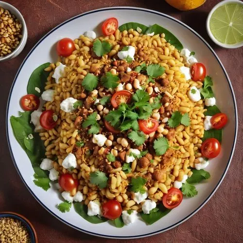 freekeh,chana masala,wheatberry,corn salad,pasta salad,fregula,spiced rice,farro,insalata caprese,cavatappi,rotini,spanish rice,fenugreek,pasta e fagioli,mediterranean cuisine,couscous,bombay mix,vegetable salad,arborio rice,bulgur,Photography,General,Realistic