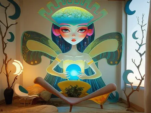 wall painting,lotus with hands,neon body painting,lotus position,kundalini,yogini,Conceptual Art,Graffiti Art,Graffiti Art 05