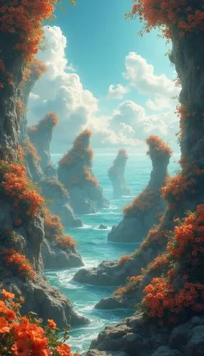 fantasy landscape,landscape background,underwater landscape,sea landscape,nature background,cartoon video game background