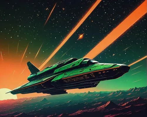 gradius,green aurora,alien ship,interceptor,fast space cruiser,space ships,nms,space ship,voyager,comets,vulcans,spaceship,nightfighter,vulcania,patrol,sci - fi,spaceships,rocinante,boldly,vanguard,Conceptual Art,Sci-Fi,Sci-Fi 12