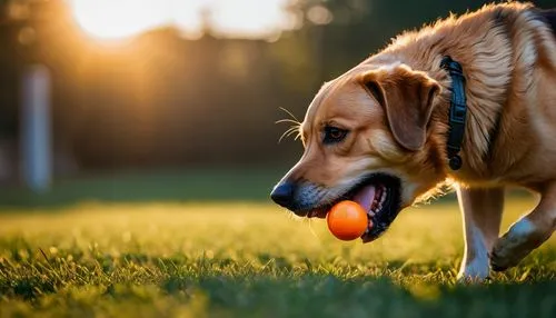 Max, the adventurous dog, with a toy in his mouth, ready for a playful showdown. 8k colorful vibrant realistic ,playing with ball,dog playing,fetch,retriever,frisbee,golden retriver,dog photography,pe