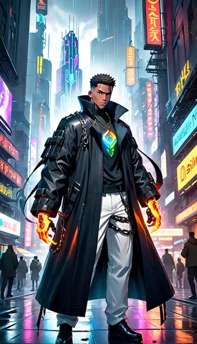 cyberpunk,sci fiction illustration,blade,luther,cg artwork,kingpin,pandemic,monk,luther burger,futuristic,game illustration,world digital painting,pedestrian,harlem,lando,enforcer,martin luther,black city,digital compositing,concept art,Anime,Anime,Cartoon