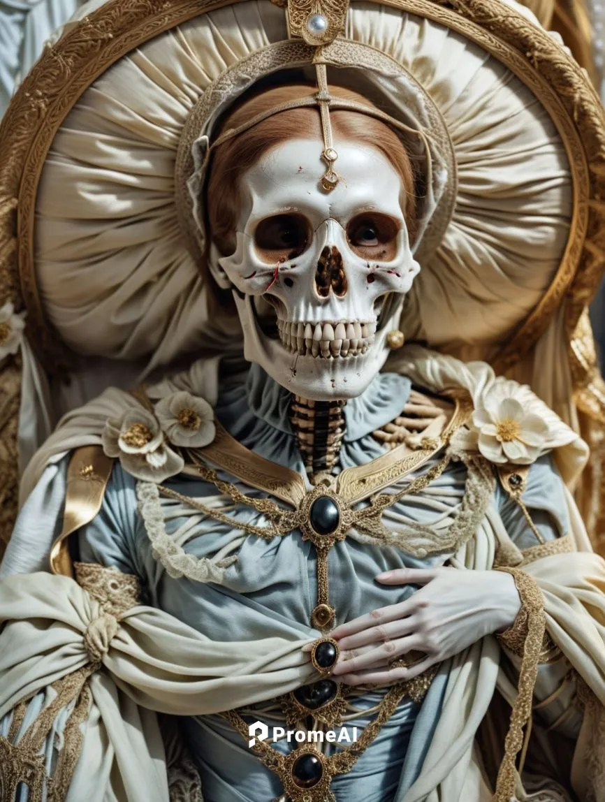 Depictions of death can evoke comfort, awe or even curiosity.,a statue of the skeleton king is made out of cloth,day of the dead skeleton,la catrina,vintage skeleton,la calavera catrina,vanitas,skull 