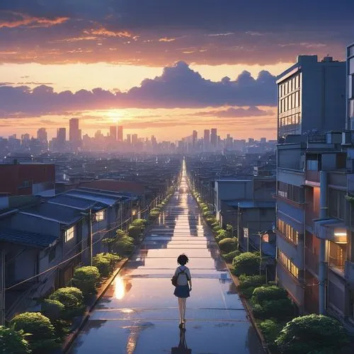 violet evergarden,tsumugi kotobuki k-on,tokyo city,tokyo,japan landscape,tokyo ¡¡,heavy object,evening atmosphere,kyoto,evening city,atmosphere,sakura background,japan,beautiful japan,cityscape,world end,after the rain,japanese sakura background,azusa nakano k-on,aomoriya,Photography,General,Realistic