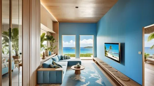 over water bungalow,penthouses,oceanfront,blue room,beach house,hallway space,Photography,General,Realistic