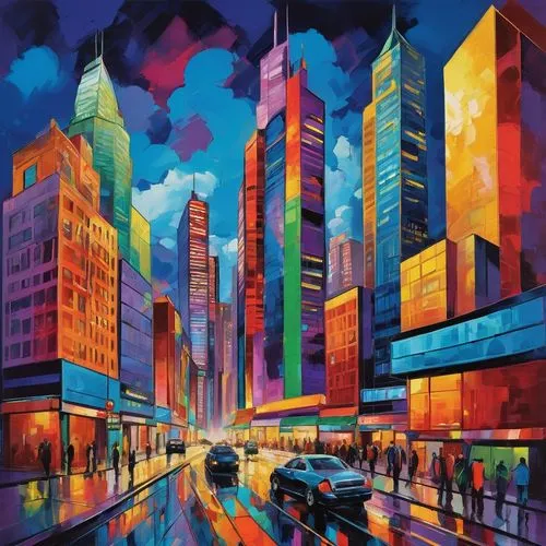 colorful city,cityscapes,city scape,cityscape,art painting,megapolis,sky city,world digital painting,new york skyline,city lights,skyscrapers,city cities,citylights,city highway,megacities,new york,cityzen,metropolises,cities,newyork,Conceptual Art,Oil color,Oil Color 25