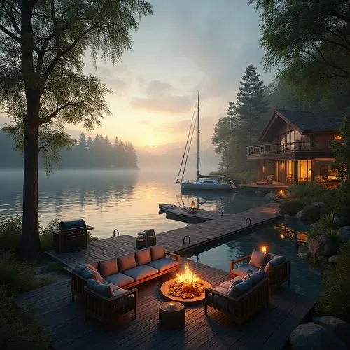 summer cottage,house by the water,cottage,house with lake,lakeside,seclude,houseboat,boathouse,boat dock,floating huts,lake view,beautiful lake,evening lake,the cabin in the mountains,dock,home landscape,forest lake,undock,tranquility,idyllic,Photography,General,Realistic