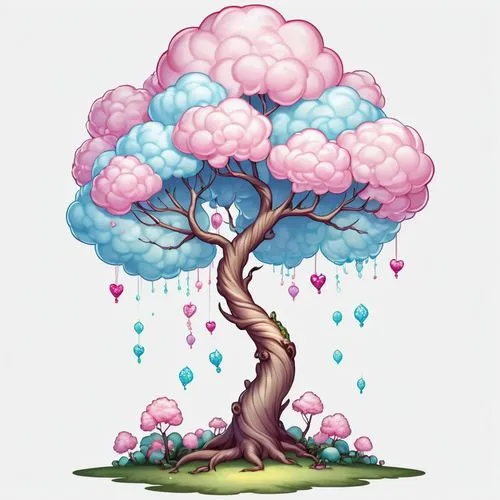 cherry blossom tree,flourishing tree,blossom tree,sakura tree,cherry tree,painted tree,Illustration,Abstract Fantasy,Abstract Fantasy 11