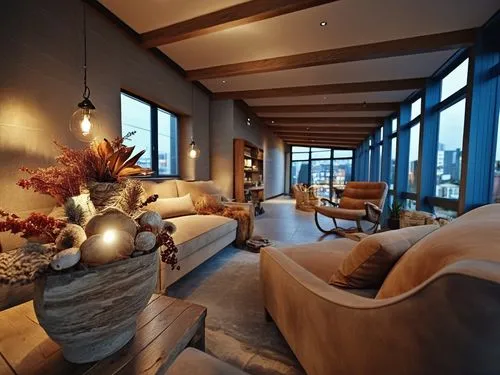 a living room is shown with couches and christmas decorations,livingroom,great room,penthouses,living room,loft,interior modern design,Photography,General,Realistic