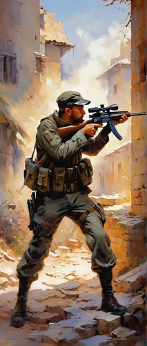 french foreign legion,red army rifleman,war correspondent,sniper,combat medic,infantry,usmc,mercenary,marine expeditionary unit,m4a1 carbine,patrols,assault,lost in war,united states marine corps,grenadier,game illustration,kalashnikov,patrol,the sandpiper combative,paratrooper,Conceptual Art,Oil color,Oil Color 03