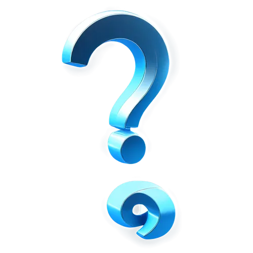 Animated question mark, 3D model, shiny metallic surface, blue and white gradient colors, hovering in mid-air, rotating slowly, spotlight effect, deep shadow, high contrast, futuristic composition, dy