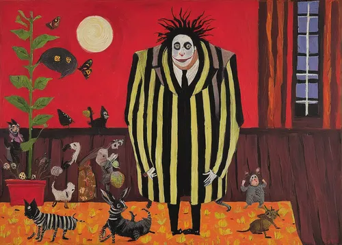 cruella de ville,sylvester,folk art,halloween illustration,halloween scene,animal lane,ervin hervé-lóránth,carol colman,girl with dog,seller,pierrot,cloves schwindl inge,anthropomorphized animals,the cat,animal figure,basset artésien normand,the collector,halloween cat,voodoo woman,scarecrows,Art,Artistic Painting,Artistic Painting 25