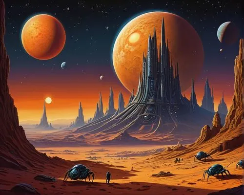 futuristic landscape,alien planet,red planet,alien world,planet mars,lunar landscape,desert planet,moon valley,valley of the moon,space art,sci fiction illustration,exoplanet,barren,gas planet,dune landscape,planet eart,fire planet,mission to mars,valerian,terraforming,Conceptual Art,Sci-Fi,Sci-Fi 20