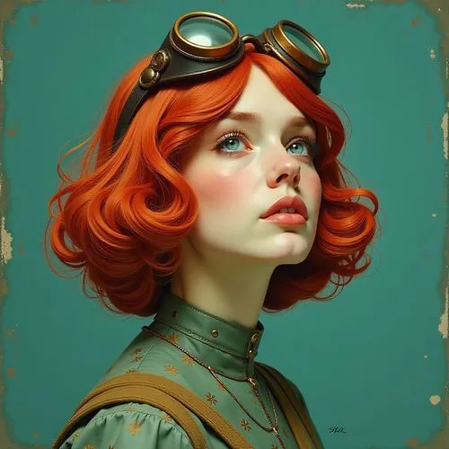 vintage girl,steampunk,aviatrix,vintage woman,aviator,earhart,Conceptual Art,Fantasy,Fantasy 01