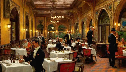 restaurant bern,fine dining restaurant,new york restaurant,cuisine of madrid,viennese cuisine,restaurant,ballroom,dining room,bistrot,a restaurant,restaurants,bistro,dining,paris cafe,hotel nacional,restaurant ratskeller,casa fuster hotel,alpine restaurant,grand hotel,diner,Art,Classical Oil Painting,Classical Oil Painting 42