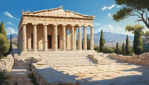 greek temple,laodicea,ephesus,tiryns,roman temple,celsus library,delphi,herodium,celsus,acropolis,temple of diana,erechtheus,segesta,hierapolis,dougga,artemis temple,erechtheion,baalbek,amphipolis,lectionis,Illustration,Paper based,Paper Based 05