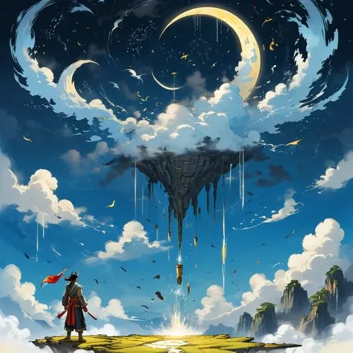 fantasy picture,meteor,thatgamecompany,kizu,flying seeds,scythe,Unique,Design,Character Design