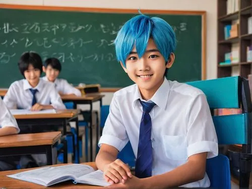 rei ayanami,aoba,sayo,manami,kaito,blue hair,kuroko,saiko,hatsune miku,sakka,torekba,saiki,seiran,anime boy,nagisa,mikuriya,kiseki,tolkun,rei,watsuki,Illustration,Japanese style,Japanese Style 04