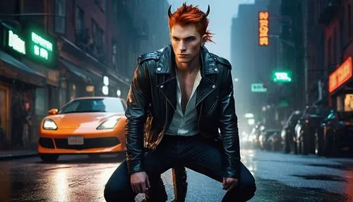 pompadour,cyberpunk,mohawk,punk,renegade,male model,mohawk hairstyle,pedestrian,a pedestrian,punk design,streampunk,david bowie,clary,fashion street,leather jacket,photoshop manipulation,biker,adam,male character,male elf,Photography,Documentary Photography,Documentary Photography 05