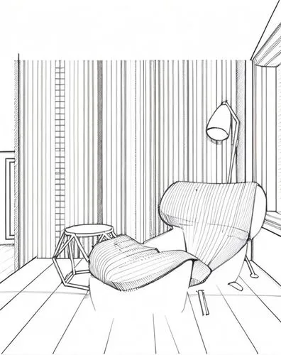 Make a hand-drawn style image of this picture.,this is the image of a line drawing of a living room,sketchup,nordli,animatic,mono-line line art,reclines,recline,Design Sketch,Design Sketch,Hand-drawn 