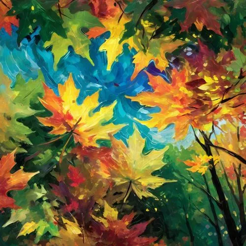 watercolor leaves,colorful leaves,colored leaves,autumn background,autumn foliage,fall leaves,Conceptual Art,Oil color,Oil Color 21