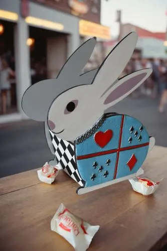 deco bunny,mousetrap,tin car,hare trail,wood rabbit,matchbox car,american snapshot'hare,checkered flag,white rabbit,paper art,whimsical animals,matchbox,origami,rabbit,bunny,toy car,animals play dress