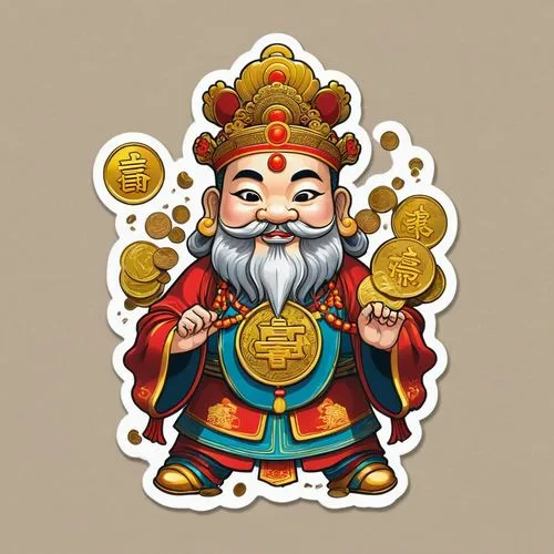 china cny,chinese icons,mandarin,khlui,happy chinese new year,kris kringle,forest king lion,token,xizhi,yi sun sin,saint nicholas,merchant,shuanghuan noble,hanuman,hwachae,golden dragon,bianzhong,chinese new year,rupee,gobi,Unique,Design,Sticker