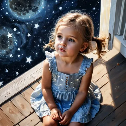 children's background,child portrait,astronomer,little girl dresses,moon and star background,baby stars,little girl in pink dress,starry,little girl,child girl,photo painting,mystical portrait of a girl,the little girl,starry night,starry sky,innocence,stary,star scatter,little angel,little girl fairy,Photography,General,Natural