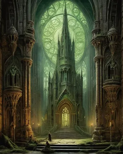 haunted cathedral,undercity,cathedral,hall of the fallen,prospal,labyrinthian,gothic church,portal,schierstein,shadowgate,mughul,tiberium,cathedrals,morgul,ravenloft,alfheim,sanctum,necropolis,sagrada,neogothic,Illustration,Realistic Fantasy,Realistic Fantasy 40