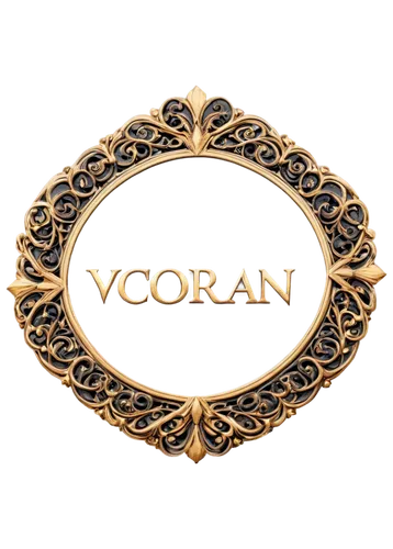 Golden emblem, Victorian style, intricate patterns, circular shape, symmetrical design, ornate details, glossy surface, metallic material, raised edges, bold font, capital letters, majestic feel, low-