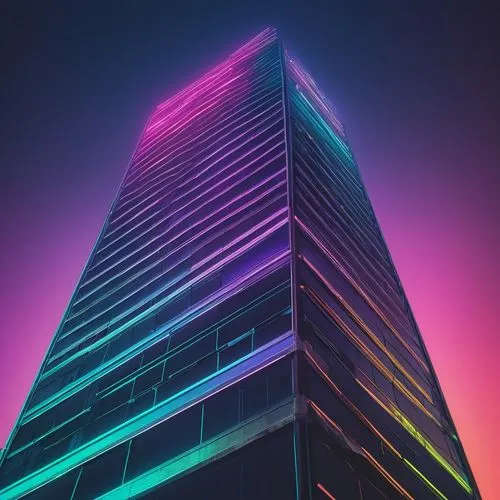 skyscraper,colorful light,escala,pc tower,colored lights,vdara,colorful city,hypermodern,the skyscraper,colorful facade,noncorporate,intense colours,prism,gradient effect,neon arrows,skyscraping,neon light,ctbuh,neon,tetris,Conceptual Art,Daily,Daily 29