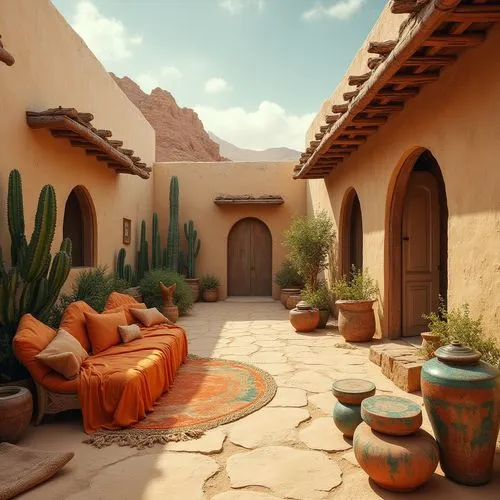 courtyards,tagines,courtyard,riad,patios,terracotta tiles,marocco,patio,la kasbah,casbah,kasbah,inside courtyard,roof landscape,desert landscape,moroccan pattern,marocchi,hacienda,casitas,desert plants,morocco,Photography,General,Realistic