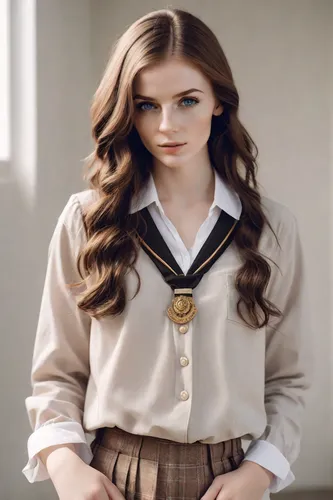 school uniform,blouse,social,polo shirt,a uniform,nurse uniform,bolero jacket,pied triller brown,collared,female doll,mary-gold,porcelain doll,vintage girl,mulberry,school skirt,collar,uniform,folk costume,clove,menswear for women,Photography,Natural