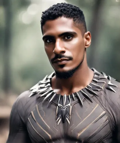 Man dressed as Black Panther fantasy,black warrior,aquaman,gladiator,breastplate,thane,putra,devikund,male character,african man,puli,african american male,black male,bangladeshi taka,quill,king arthu