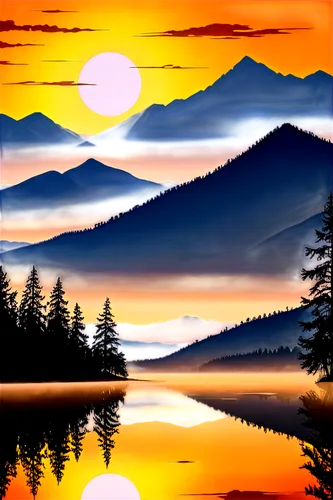 mountain sunrise,landscape background,evening lake,world digital painting,nature background,sun reflection,art painting,beautiful landscape,mountain landscape,nature landscape,mountain lake,digital art,incredible sunset over the lake,watercolor background,mountainlake,landscape nature,photo painting,alpine sunset,digital painting,background view nature,Conceptual Art,Graffiti Art,Graffiti Art 08