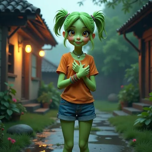 wasabi,cute cartoon character,saria,lily pad,maramba,noodle image