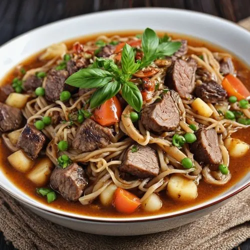 beef noodle soup,beef soup,irish stew,beef bourguignon,beef hotpot,beef goulash,navarin,asian soups,bún bò huế,noodle soup,yaka mein,manchow soup,sopa de mondongo,chinese noodles,hot dry noodles,thai northern noodle,bánh bò,oxtail soup,singapore-style noodles,hot and sour soup