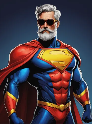super dad,super man,superman,super hero,red super hero,3d man,white beard,superhero,steel man,comic hero,father christmas,big hero,claus,super power,superhero background,stan lee,super cell,vector illustration,super,silver fox,Illustration,Retro,Retro 22