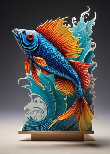 ornamental fish,siamese fighting fish,fighting fish,mandarin fish,blue fish,3d art,Conceptual Art,Daily,Daily 01