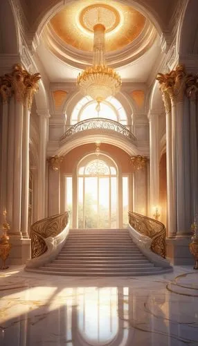 ballroom,marble palace,hall of the fallen,cochere,ornate room,theed,grandeur,goldenlight,the pillar of light,sanctuary,opulence,golden light,white temple,background design,praetorium,neoclassical,sanctum,aureum,hall of supreme harmony,art deco background,Illustration,Realistic Fantasy,Realistic Fantasy 01